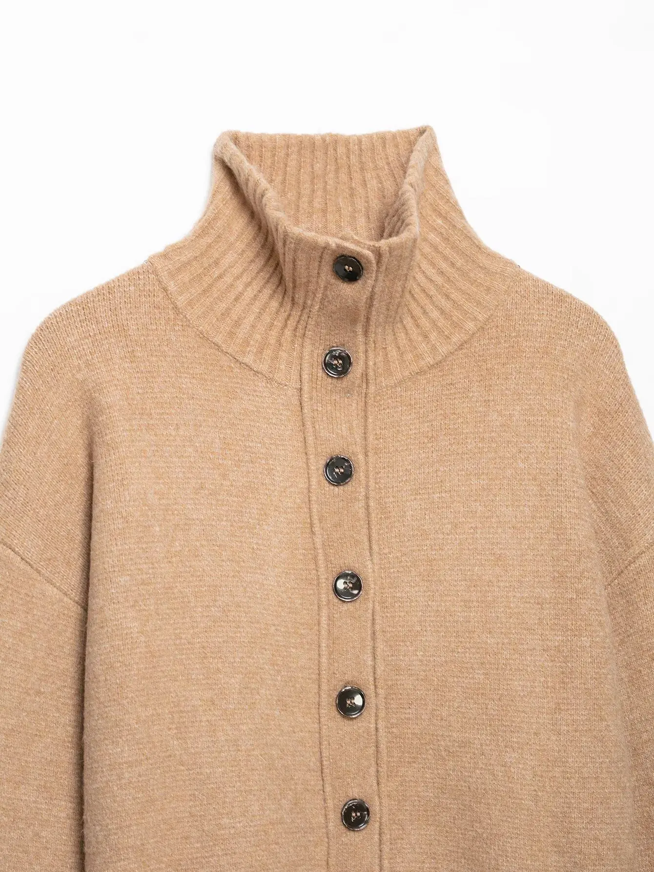 KONDALA Women Fall Elegant Knitted Buttons Jacket Casual Chic Stand-Collar Cardigan 2026 Trendy High Street Commute Lady Jacket