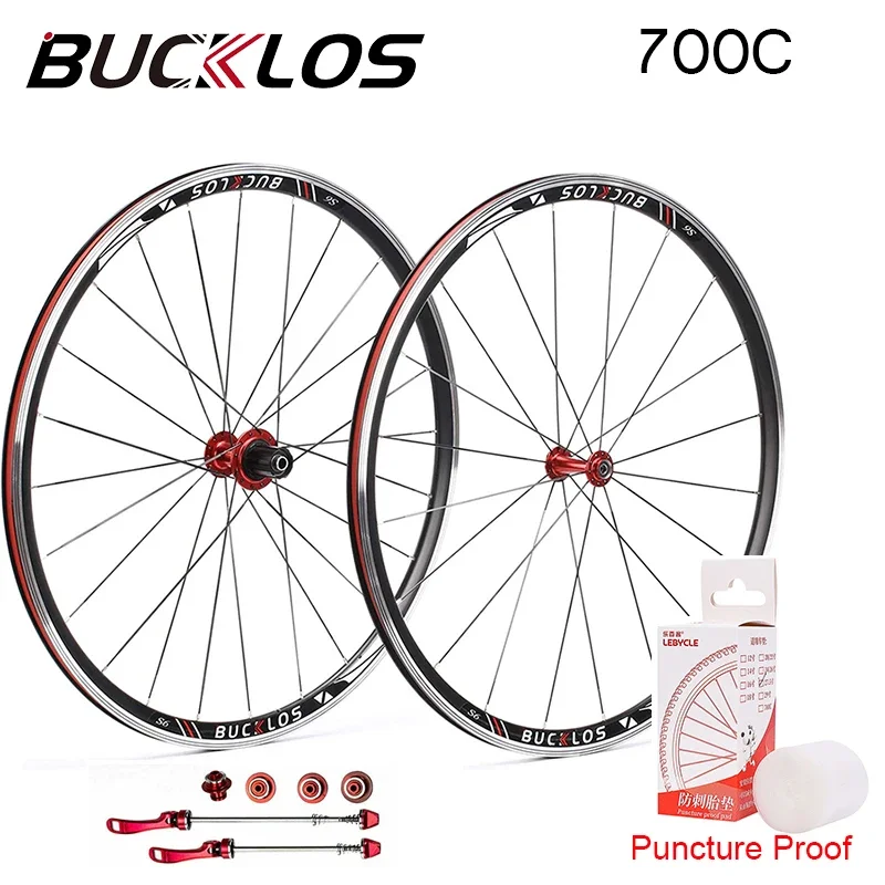 BUCKLOS Road Bicycle Wheel 700C 23C 25C Road Bike Wheelset Aluminum Alloy 700C Bicycle Wheel Rim for 7/8/9/10/11 Speed