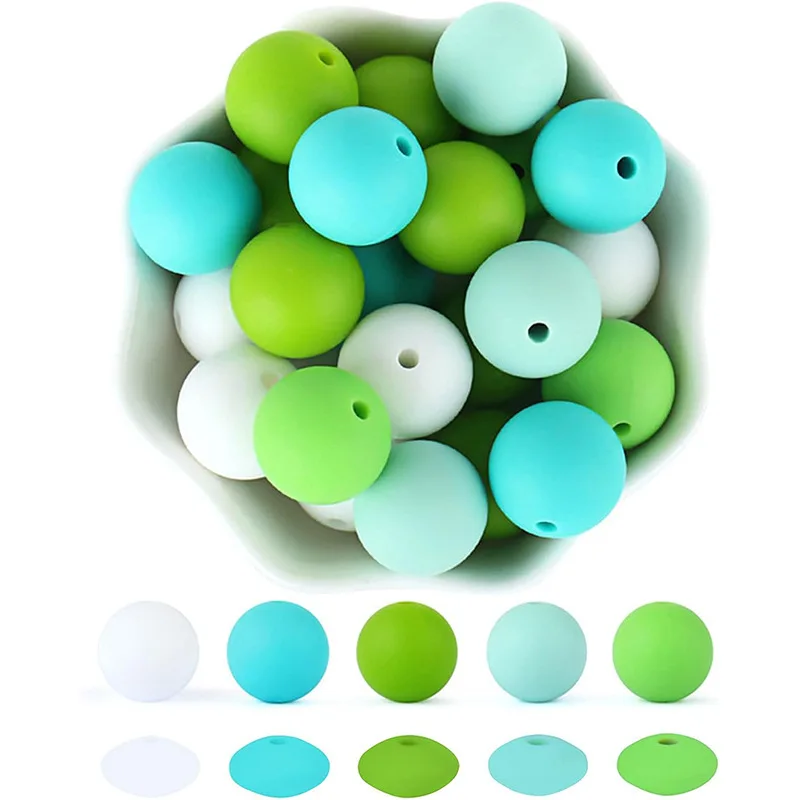 40Pcs/Lot Baby Silicone Loose Bead 12mm Round Bead Lentil Teether Beads For Jewelry DIY Pacifier Chain Dummy Holder Accessories