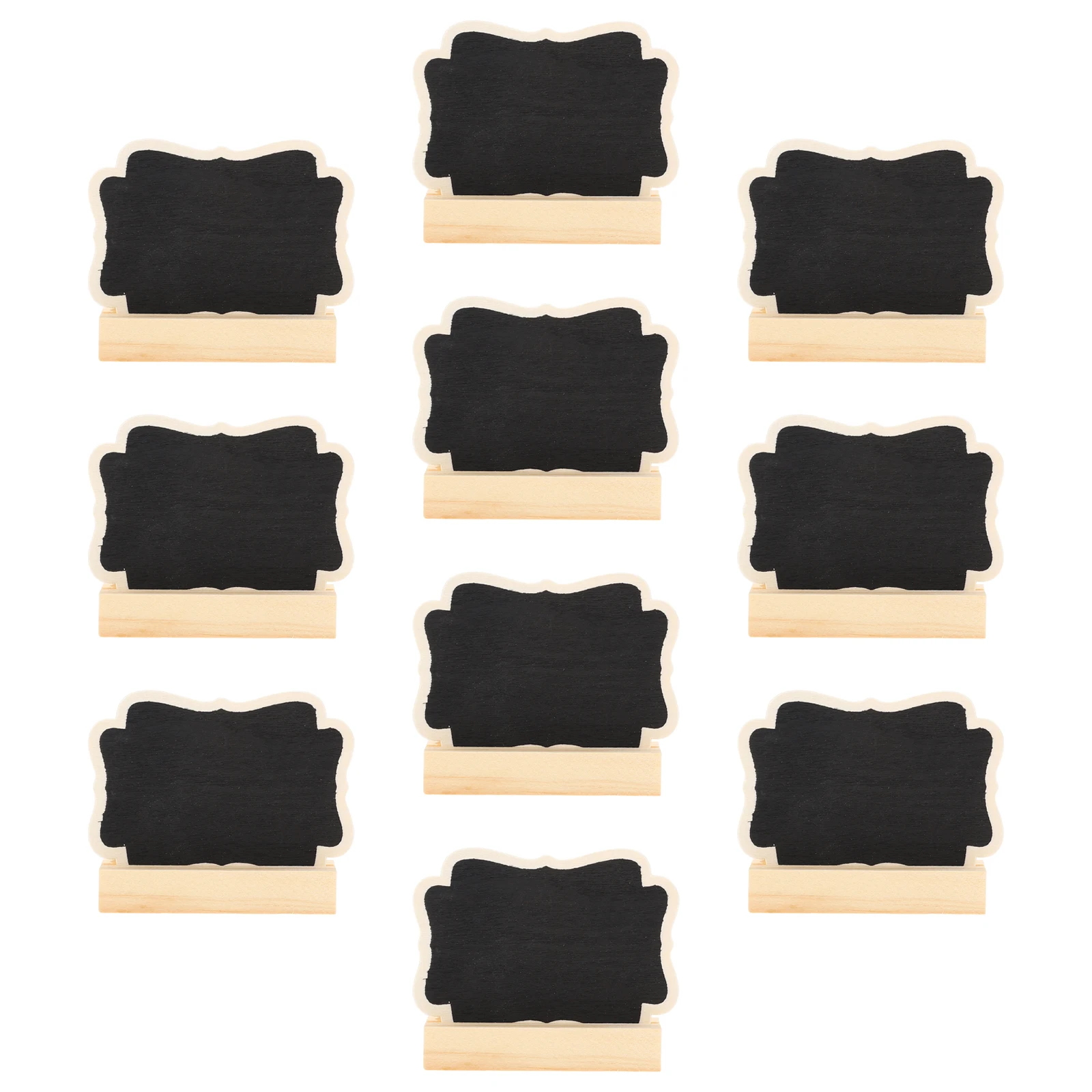 

10 Sets Small Blackboard Wooden Memo Boards Dining Table Chalkboard Base Desktop Sign Reusable Easy Clean