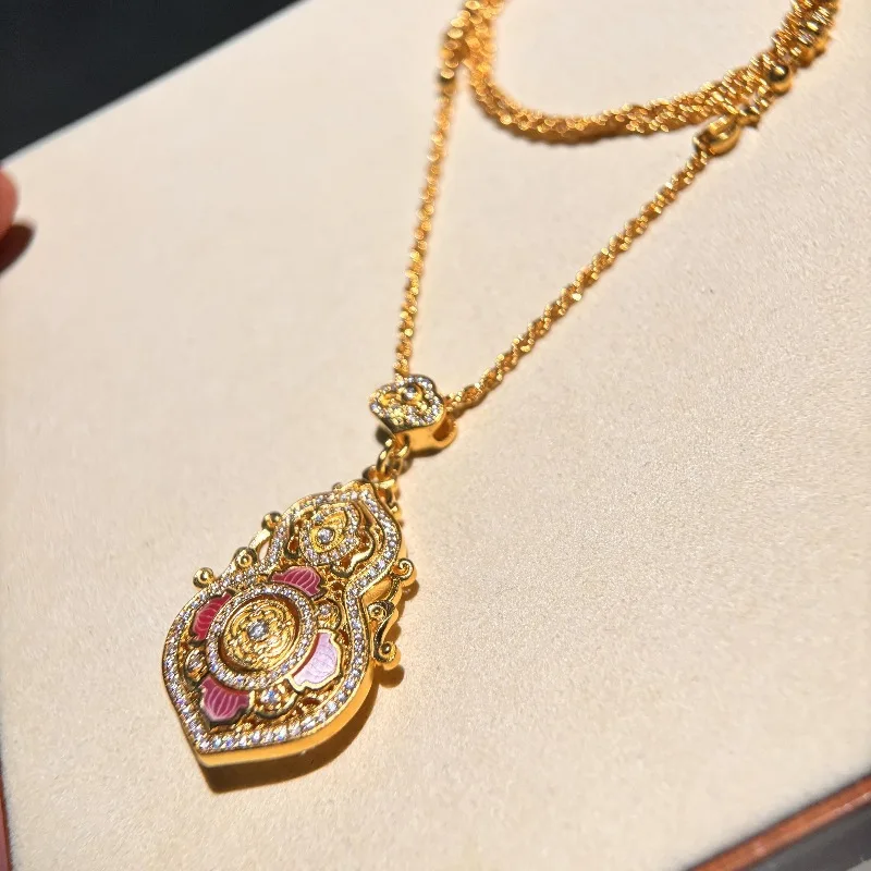 

Classic Fashion Crystal Gourd Design Pendant Necklace Women Personalized Stainless Steel Jewelry Necklace Luxury Accessories