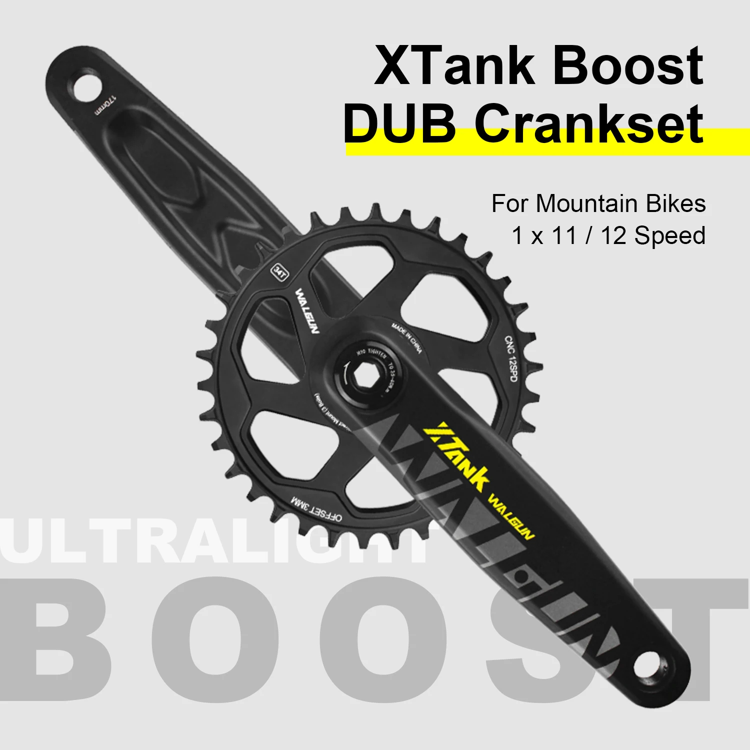 

Walgun XTank Crankset MTB Mountain Bike Connecting Rods GX Crank 170 175mm Arms 6mm 3mm Offset Chainring DUB 12 Speed 32/34/36T