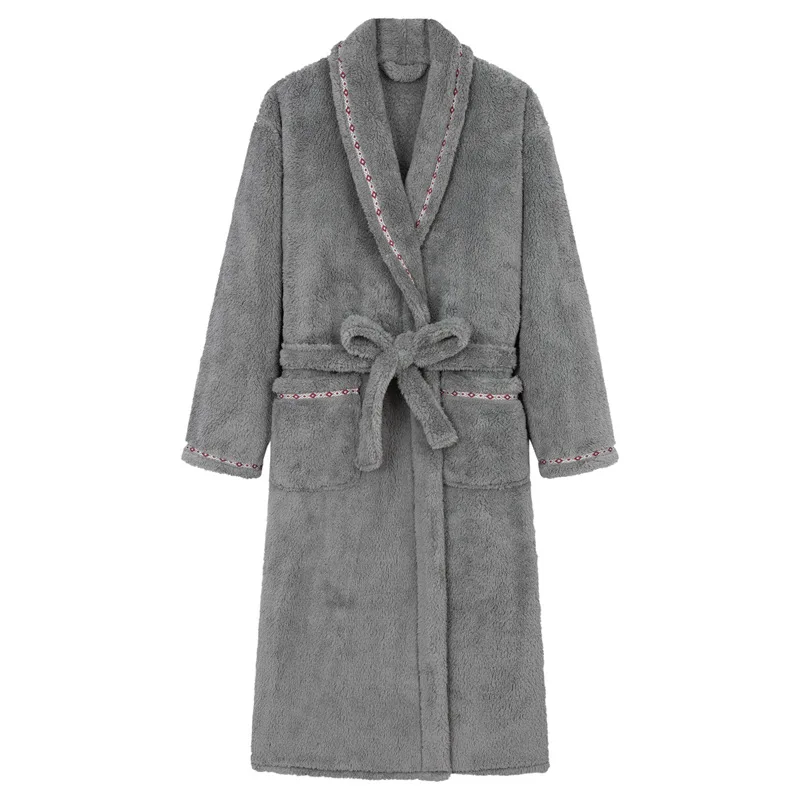 

Утепленный фланелевой женский халат, кимоно, одежда для сна, свободная повседневная ночная рубашка, домашняя одежда, зимняя теплая ночная одежда из кораллового флиса