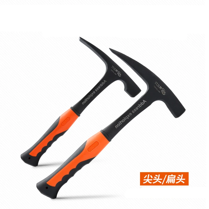 Rock pick geological hammer mine exploration and survey pointed high carbon steel multifunctional geological hand tool