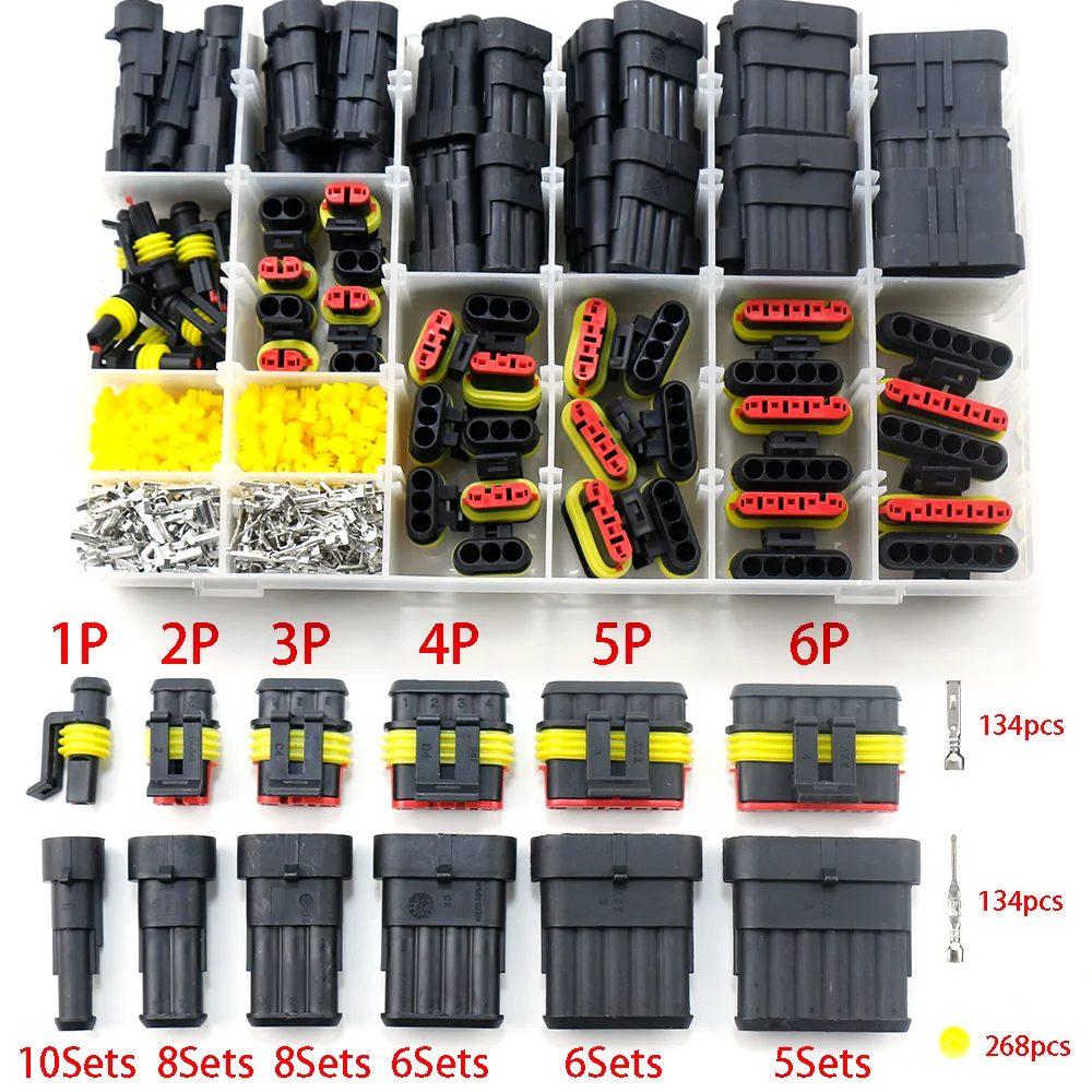 Kit connettori impermeabili cavo automobilistico connettore rapido elettrico nel cablaggio dell'auto presa di tenuta automatica 1 2 3 4 5 6 Pin spina Kit Way