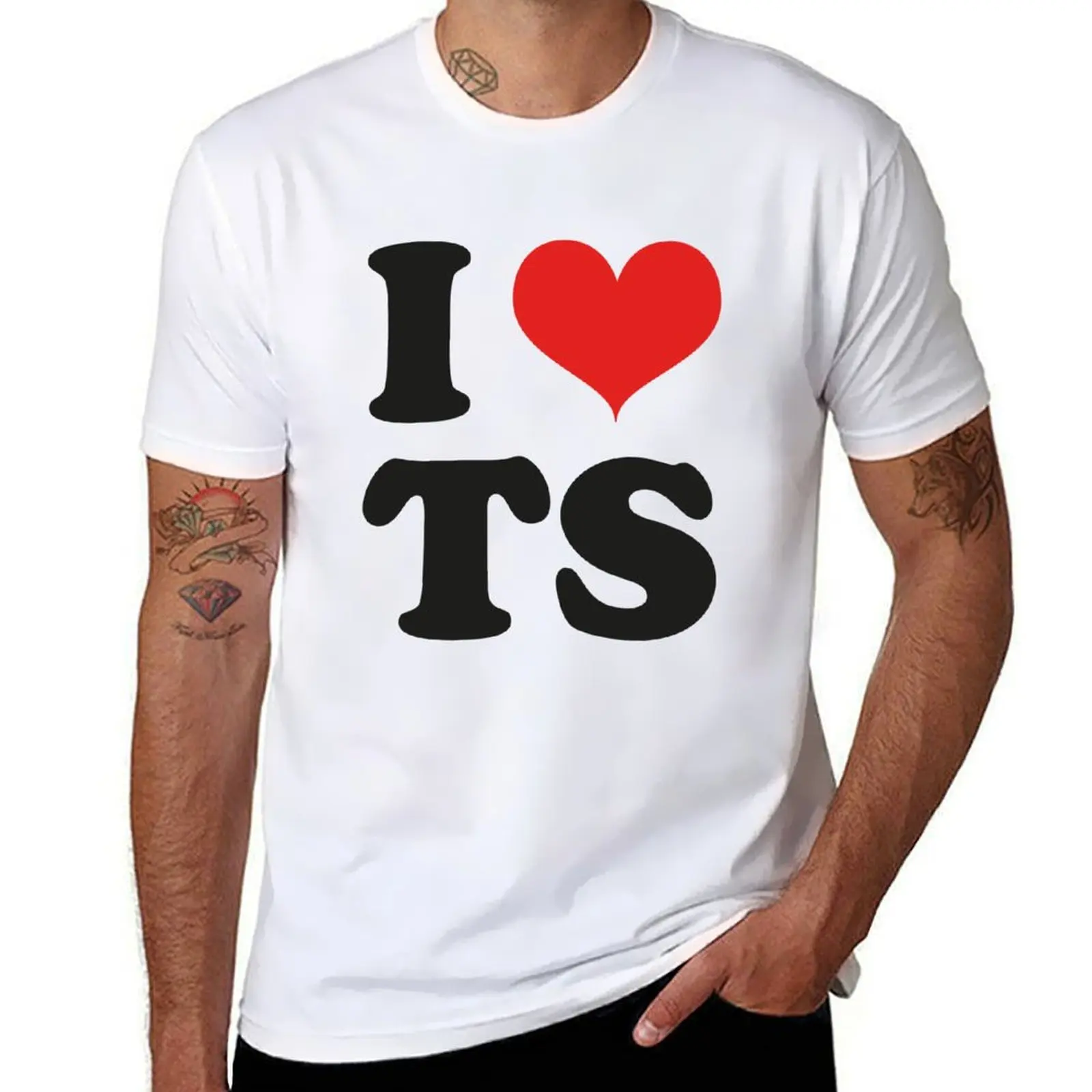 

I Heart TS I Love TS T-Shirt boys animal print anime figures graphic shirts t shirt for men