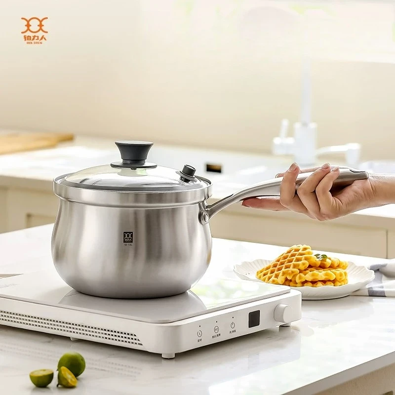 LLMM stainless steel milk pot uncoated complementary food thickened micro-pressure soup pot