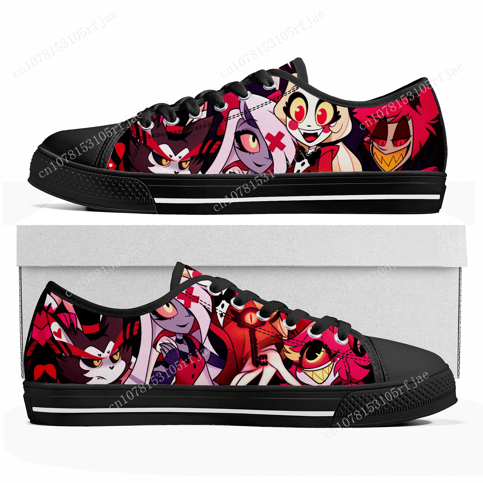 Hot Cartoon H-Hazbin Hotel Lage Top Sneakers Dames Heren Tiener Hoge Kwaliteit Schoenen Casual Op Maat Gemaakte Canvas Sneaker Schoen