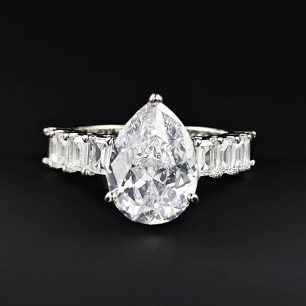 

Fashionable New Drop Shape Zircon Ring for Women Luxury Large Zircon Diamond Ring Jewelry R7548 Copper Plated Gold Color