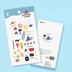 Korean Import Bonito Summer Bear Beach Vacation Food Nylon Stickers Scrapbooking Diy Journal Stationery Sticker Deco Art Supply