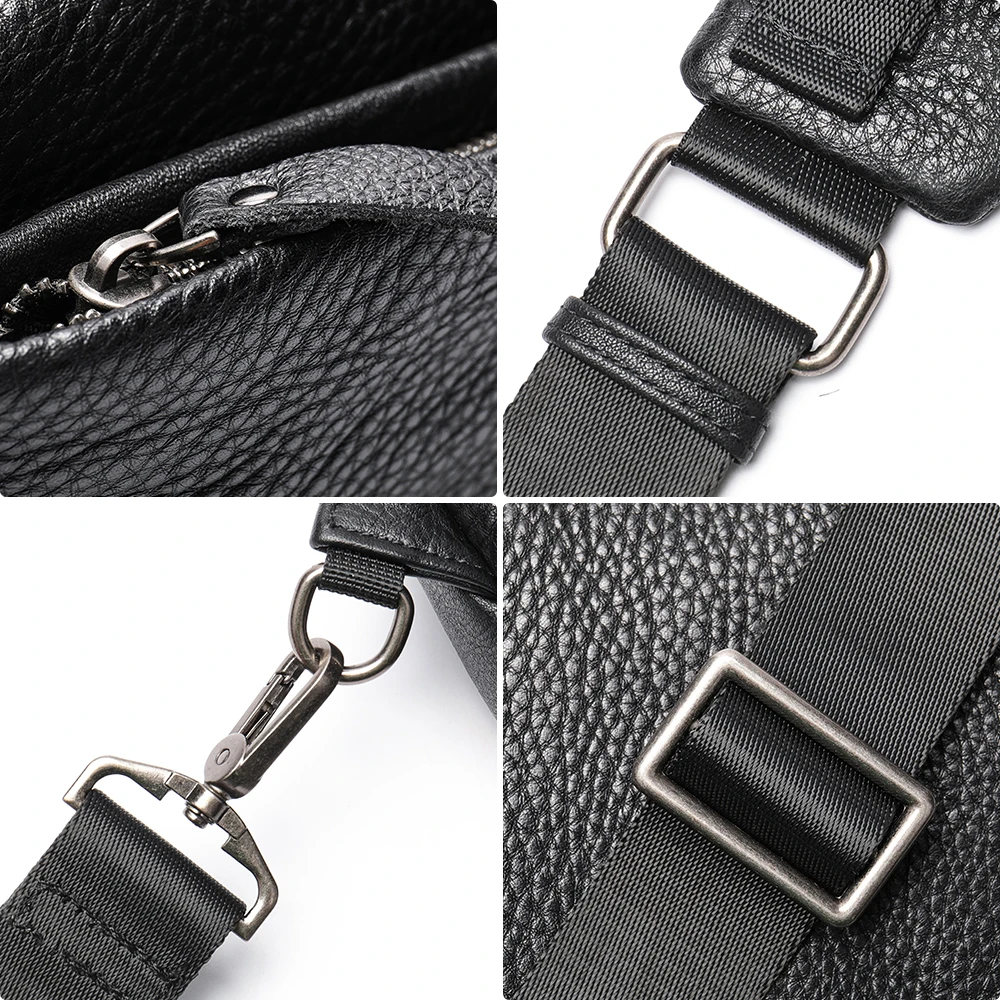 MVA Leather Fanny Waist Packs Bags Belt Pouch Casual Men's Bag Genuine Leather Phone Pouch Male Hip BumBag Packet Large Capacity images - 6