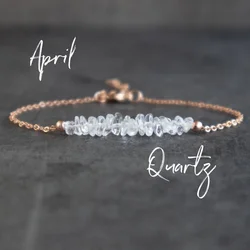 Clear Quartz Bracelet, Raw Quartz Crystal Bracelet, Protection Bracelet, Raw April Birthstone Jewelry, Birthday Gifts for Women