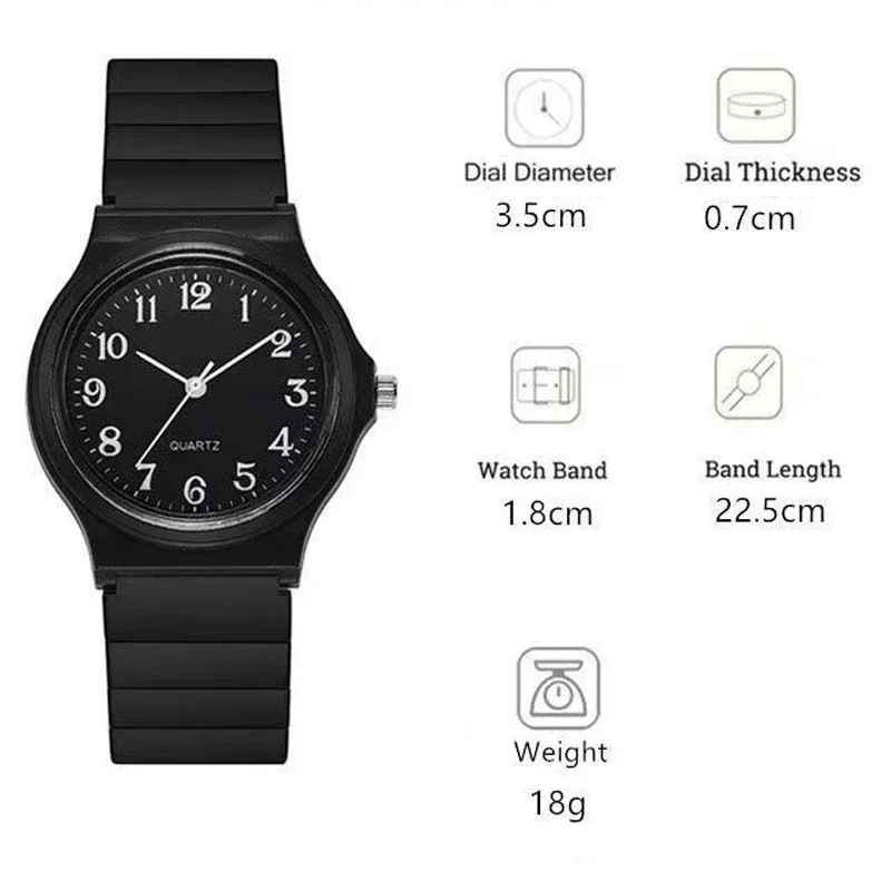 Fashion Girls Watch Simple Exam Quartz Watch Silicone Strap Small Arabic Quartz Wristwatches for Women Student Ladies