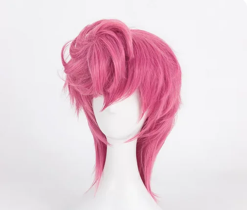 JoJo's Bizarre Adventure Golden Wind Trish Una Cosplay Wig Pink Short Heat Resistant Synthetic Hair Wig + Wig Cap