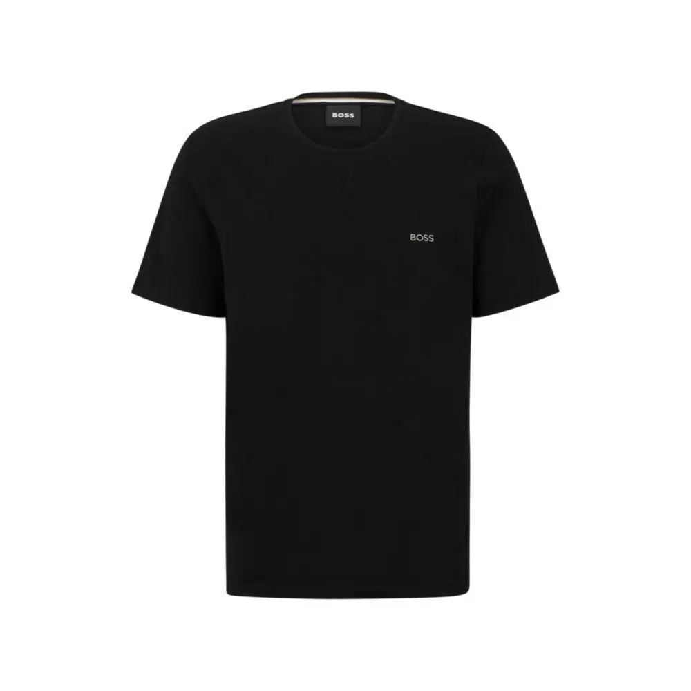 BOSS-Camiseta de algodón elástico de corte estándar con detalle de logo