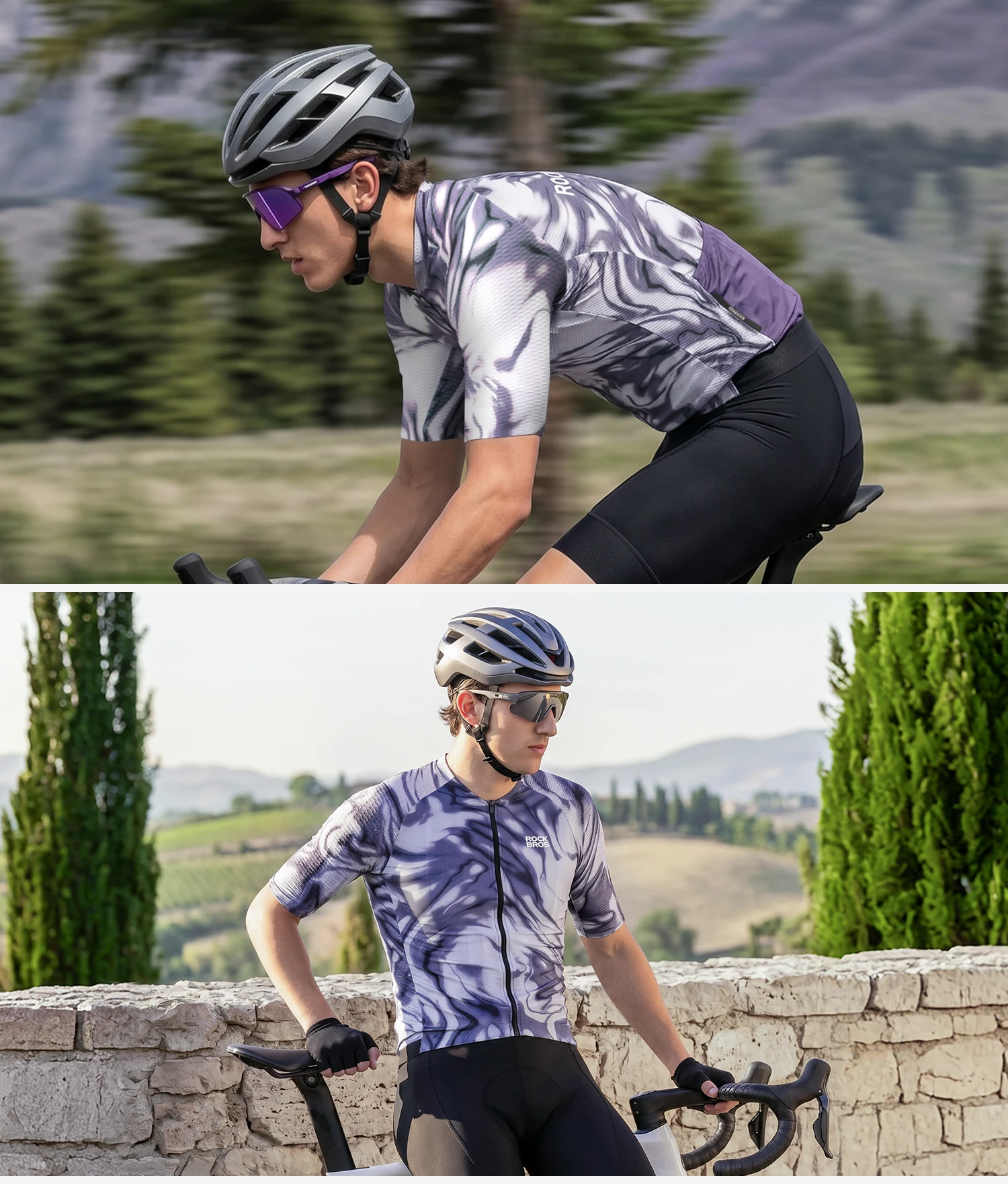 ROCKBROS Sommer-Radtrikot Leichtes Hochelastisches Oberteil Atmungsaktives Schnelltrocknendes Kurzarm-Trikot Herren-Radsportbekleidung – Detail 28