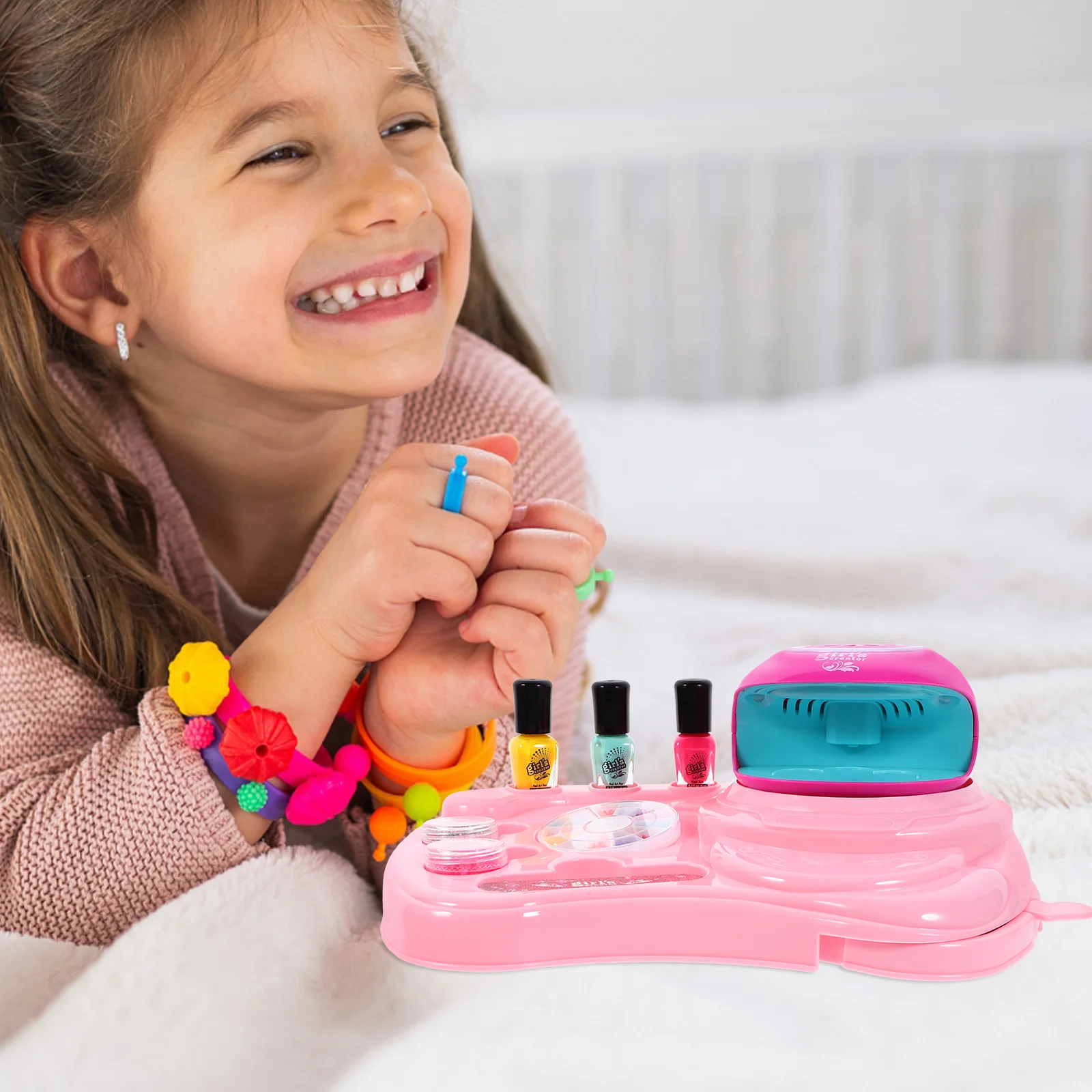 Conjunto de unhas kit de brinquedo para crianças separador de dedos secador engraçado maquiagem menina brinquedos