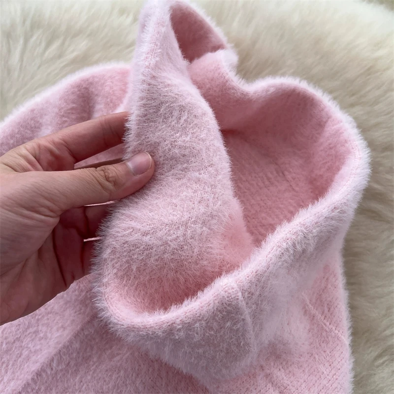 Damen Kunstnerz Gestrickter Meerjungfrauenrock Hohe Taille Weicher Flauschiger Warmer Pulloverrock Herbst Winter Eleganter Figurbetonter Langer Midirock 636 – Detail 18