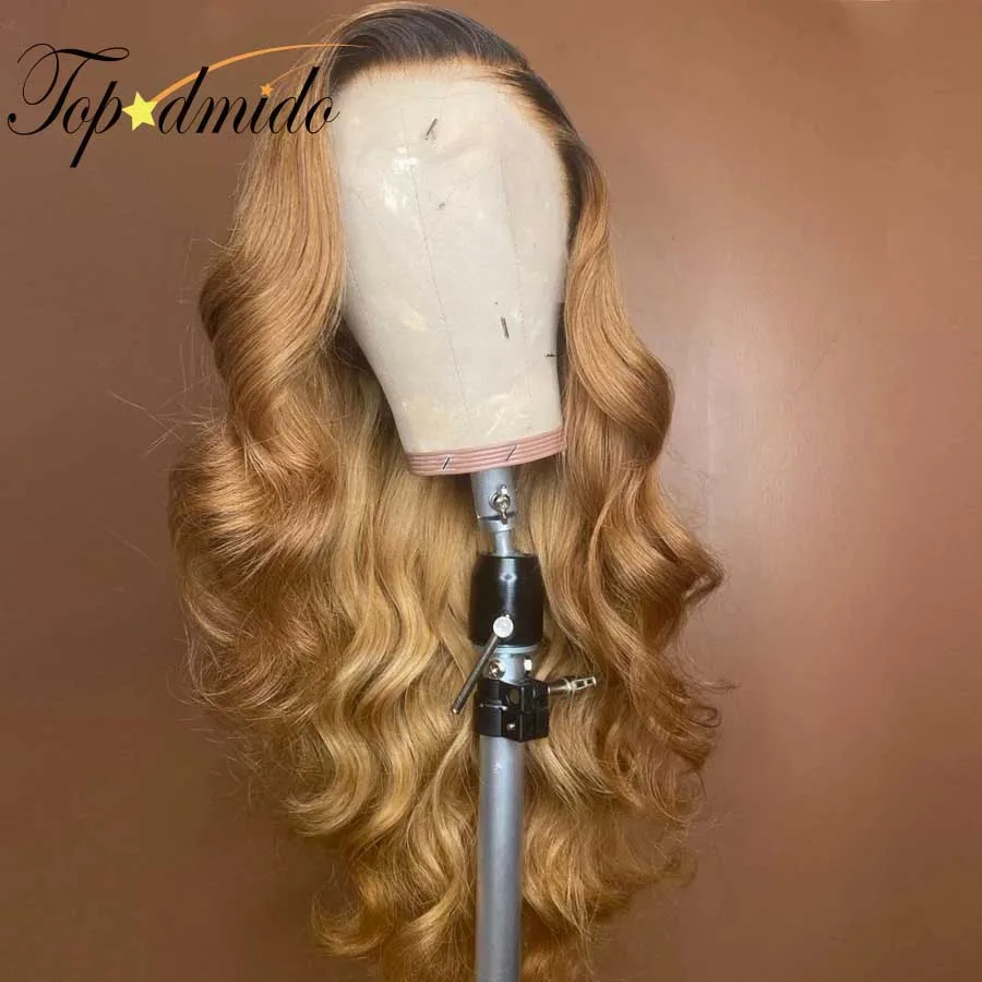 Topodmido 250 Density 1B/27 Color 13x4 Lace Front Wig with Side Part Brazilian Hair 13x6 Lace Wigs Remy Human Hair Wigs