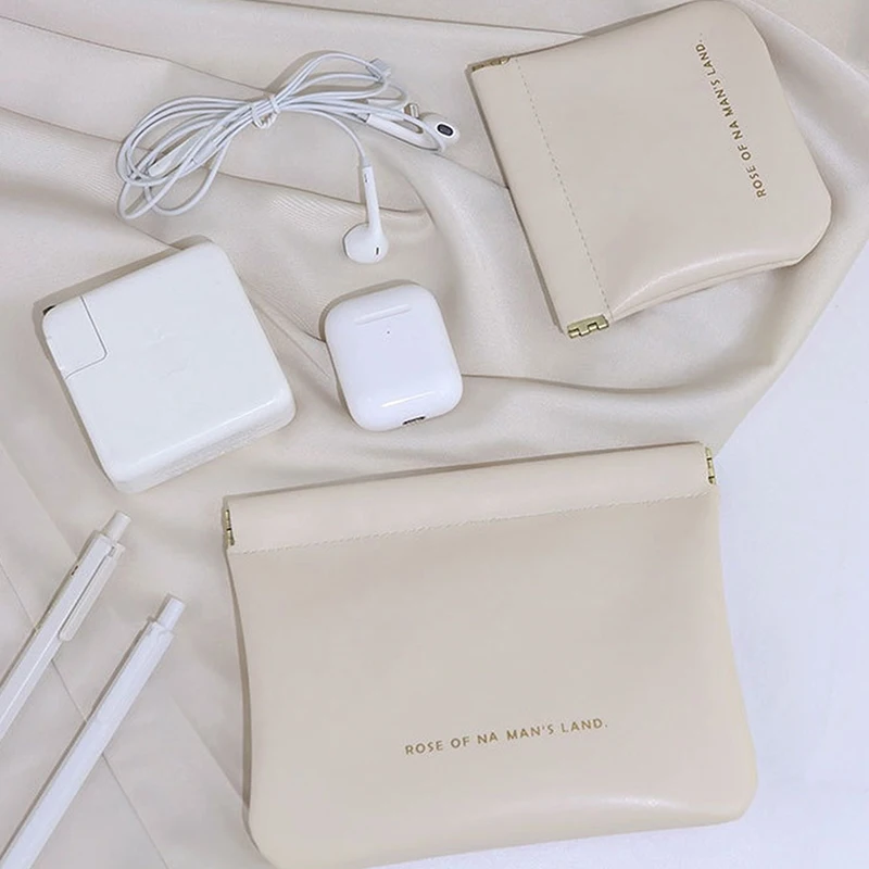 Monedero portátil con cierre automático, servilleta sanitaria, Mini bolsa de almacenamiento de cosméticos diversos, herramienta minimalista para lápiz labial