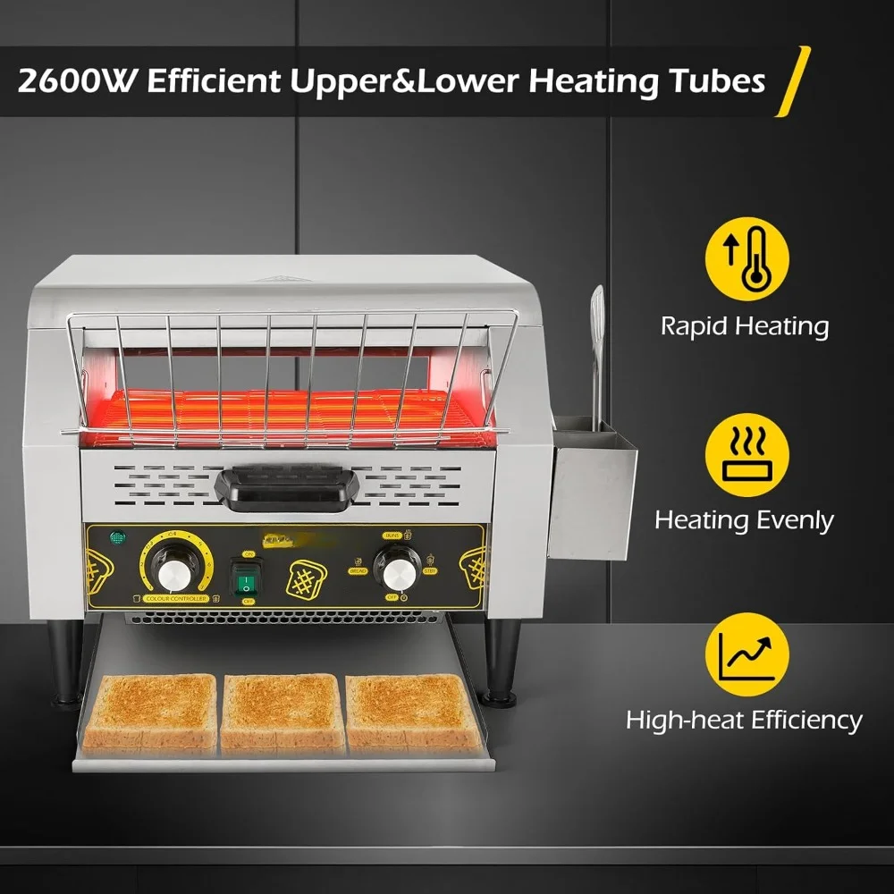 상업용 토스터기 스테인리스 스틸 토스터기 컨베이어, 보관 박스 포함, 시간당 2600W 헤비 토스터, 450 슬라이스