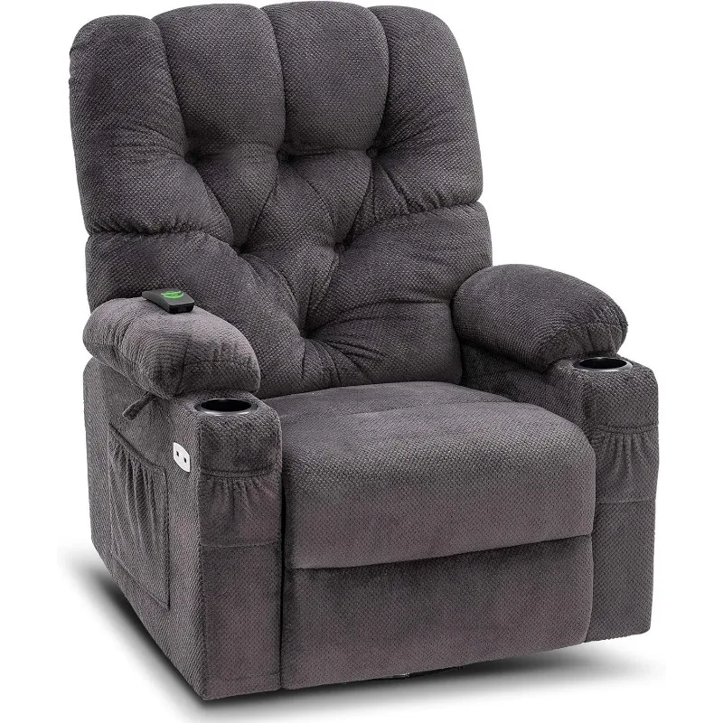 Electric Power Swivel Glider Rocker Recliner Chair with Cup Holders for Nursery, Hand Remote Control, USB Ports, 2 Side