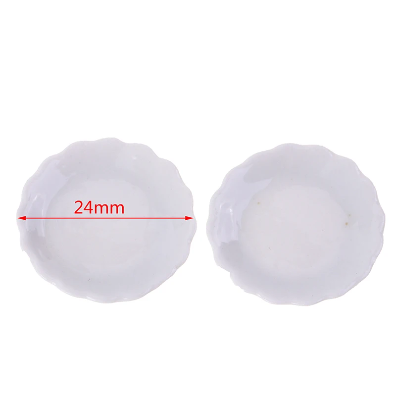 2/4Pcs 1:12 Dollhouse Miniature Ceramic Plate Dessert Lace Dish Tableware Kitchen Accessories Decor Kids Pretend Play Toy