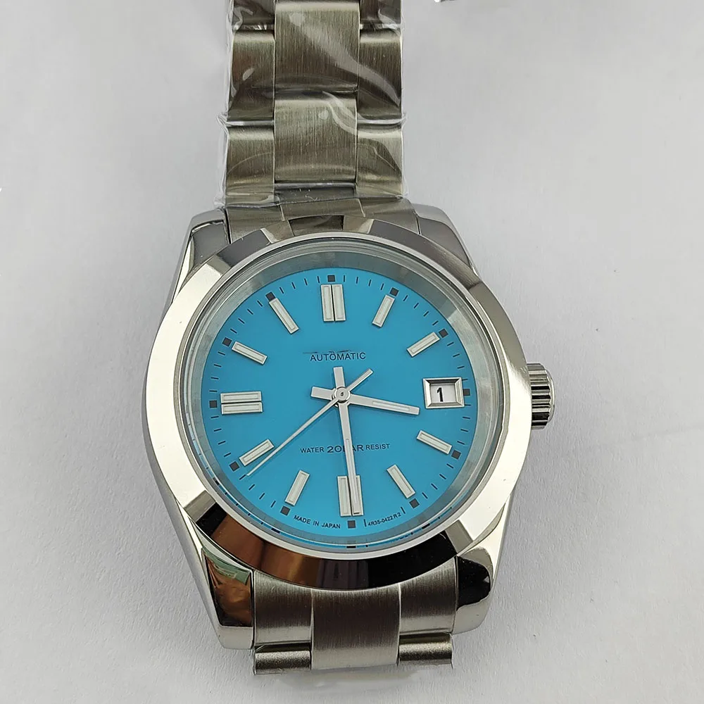 หน้าปัดนาฬิการูปตัว S 39มม. หน้าปัดนาฬิกา NH35 NH35กระจกแซฟไฟร์นาฬิกาแฟชั่นสำหรับผู้ชายกันน้ำแนวธุรกิจ