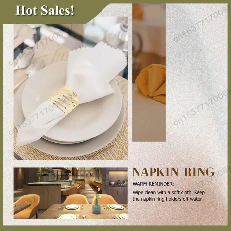 

-A23G 10Pcs Hotel Napkin Ring Napkin Holder Metal Napkin Buckle Christmas Wedding Party Gold Napkin Circle Banquet Dinner Table