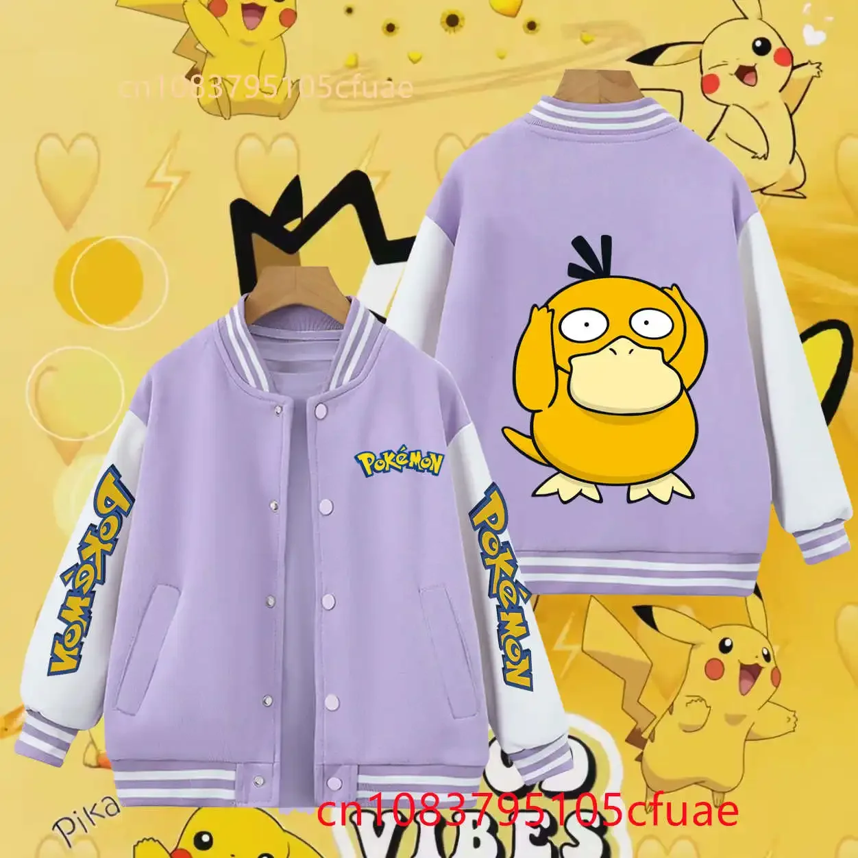 

2025 Pokémons Jackets for Girls Spring Autumn Teen Kids Cartoon Princess Hoodies Pikachus Children's Baseball Uniform Sports Top