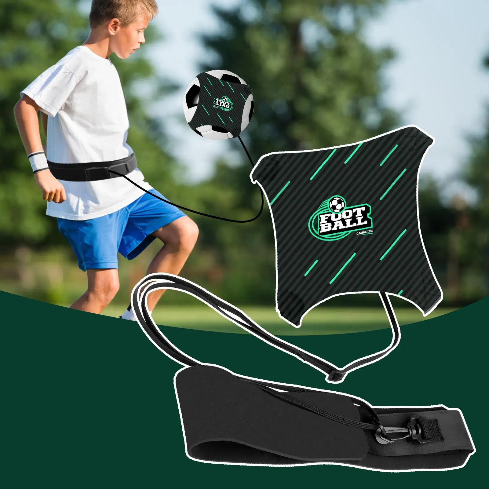 

Soccer Juggling Trainer Adjustable Waist Belt Training Aid Football Kick Throw Solo Trainer For Kids Teen Beginner Indoor