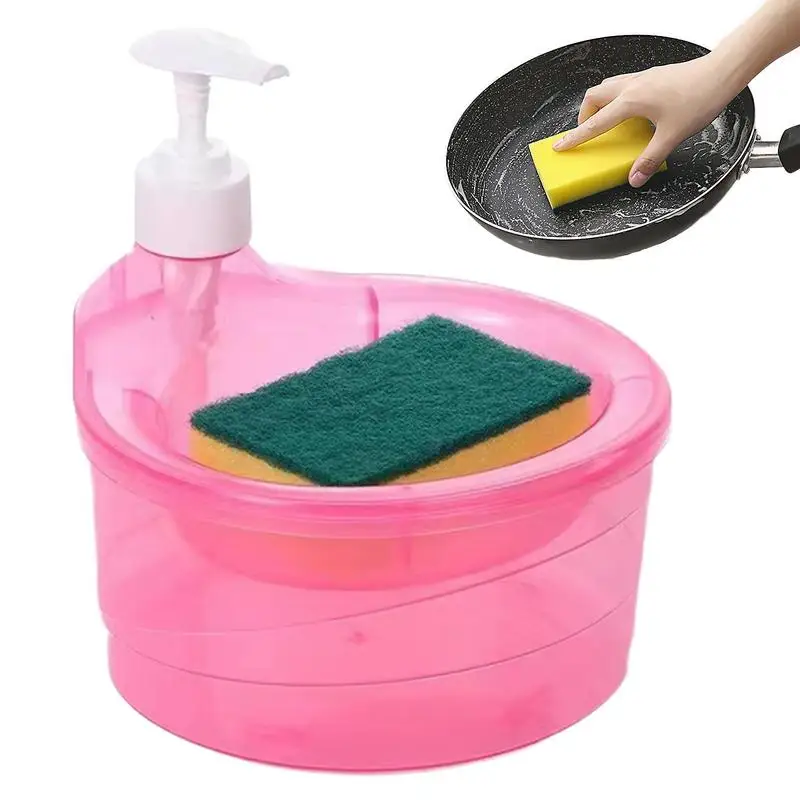 Dishwasher Dispenser Sponge Holder Washing Soap Dispenser 2 In 1 Washing Up Liquid Dispenser With Sponge  for Kitchen Sink