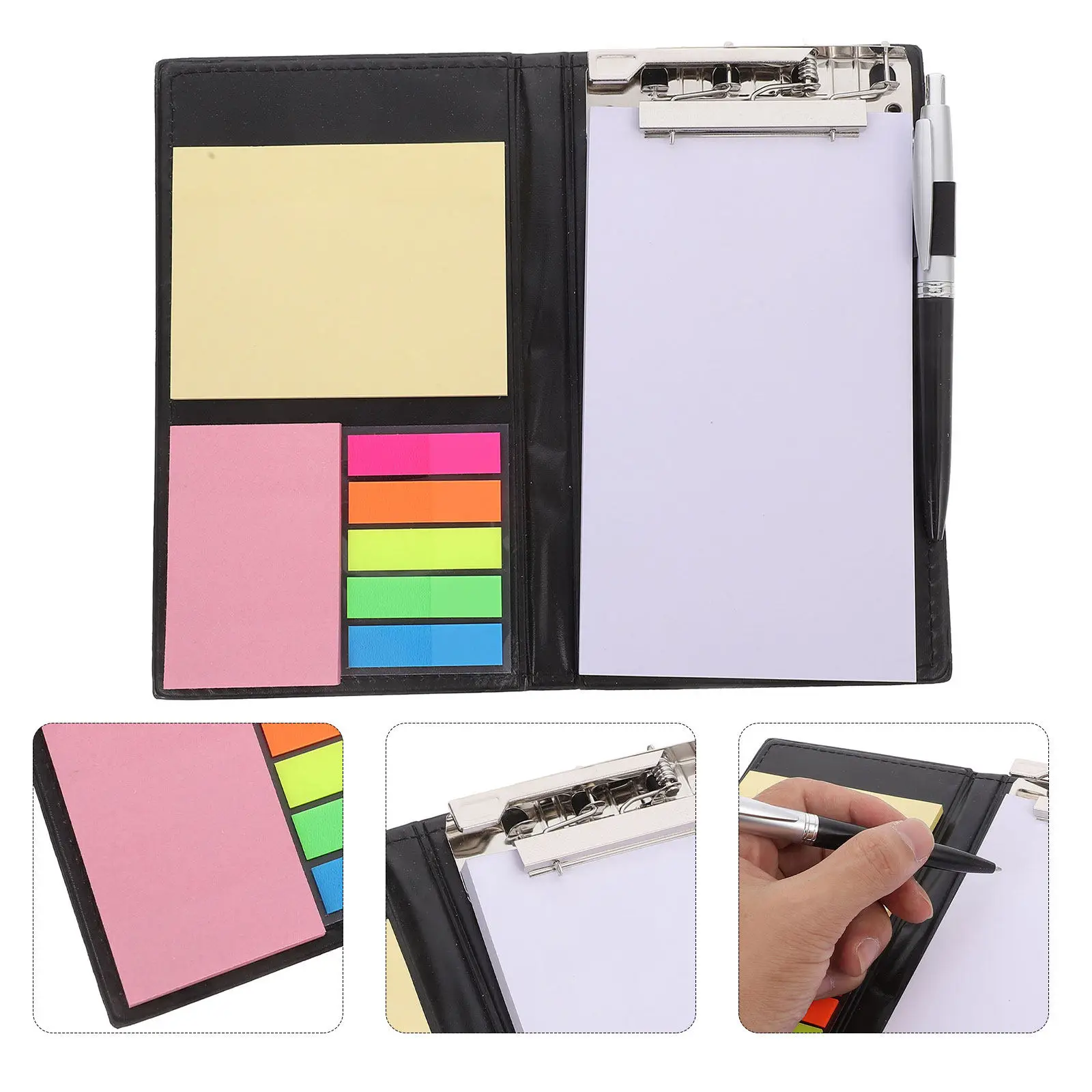 

Notebook Set Clipboard Folder Colored Page Markers Rectangular Notes Index Tabs Organizer Ballpoint Pen Office