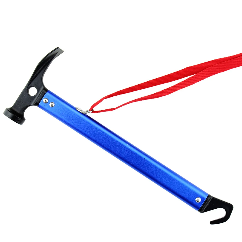 

Aluminum Alloy Tent Peg Hammer Lightweight Outdoor Mallet For Camping Stakes Easy Carry Hook Handle Notches Blue