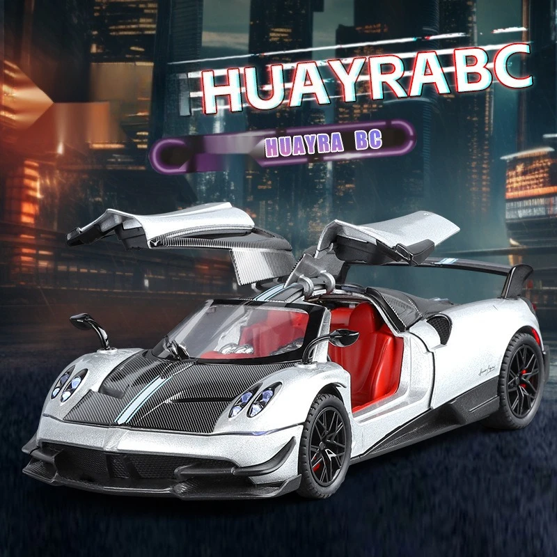 

1:24 Huayra BC Car Model Toy Sound Light Gull Wing Door Alloy Diecast Supercar Models Boys Kids Gifts