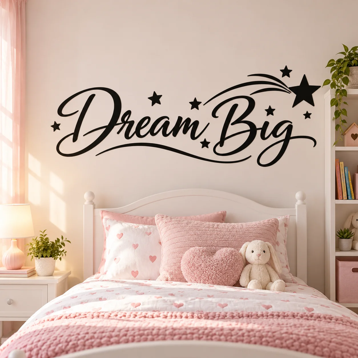 Personalized Name Wall Decal Custom Dream Big Lettering with Stars, Kids Room Nursery Bedroom Wall Decor