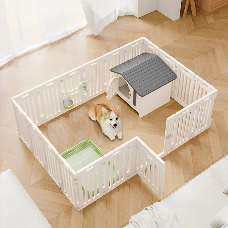 Kennel luxury Dog Fence Circle Large Supplies Grating Acrylic Dog Fence Playpen Retractable Nordic Dog Fences Indoor Home Decor