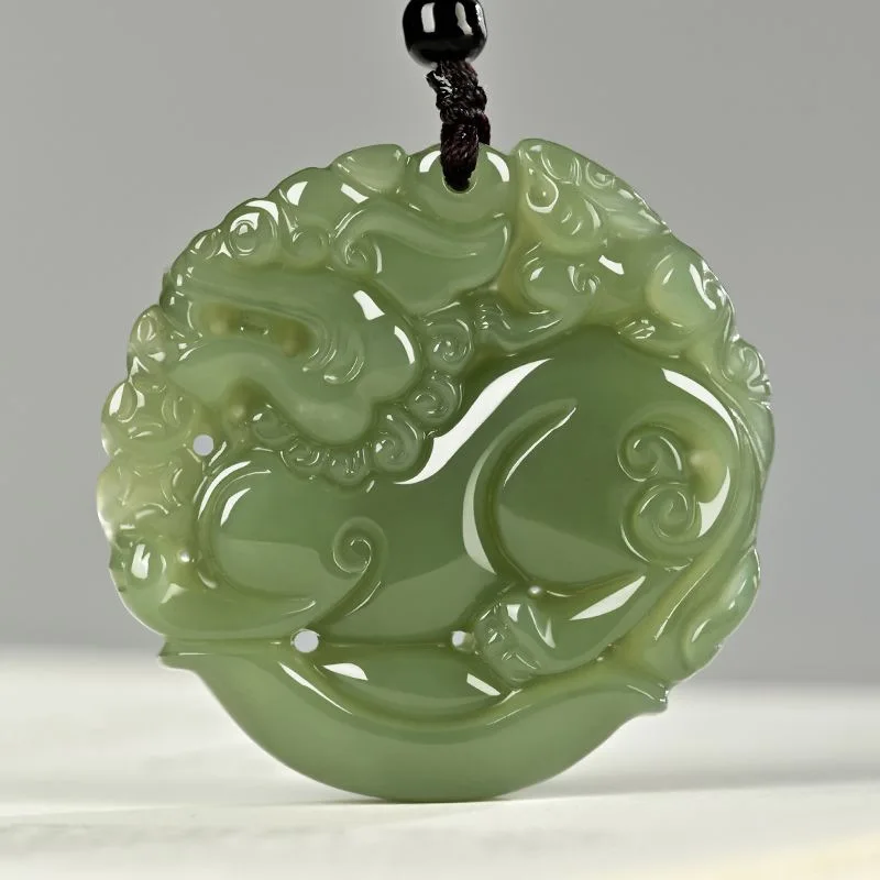 Hetian Green Jade Pixiu Pendant, Unisex, Attracting Wealth And Good Fortune