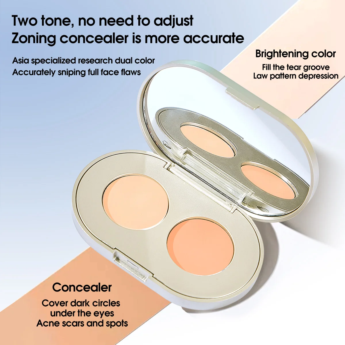 QXQY tweekleurige concealer, licht en dun, bedekt de gebreken, en wijzig de huidskleur concealer