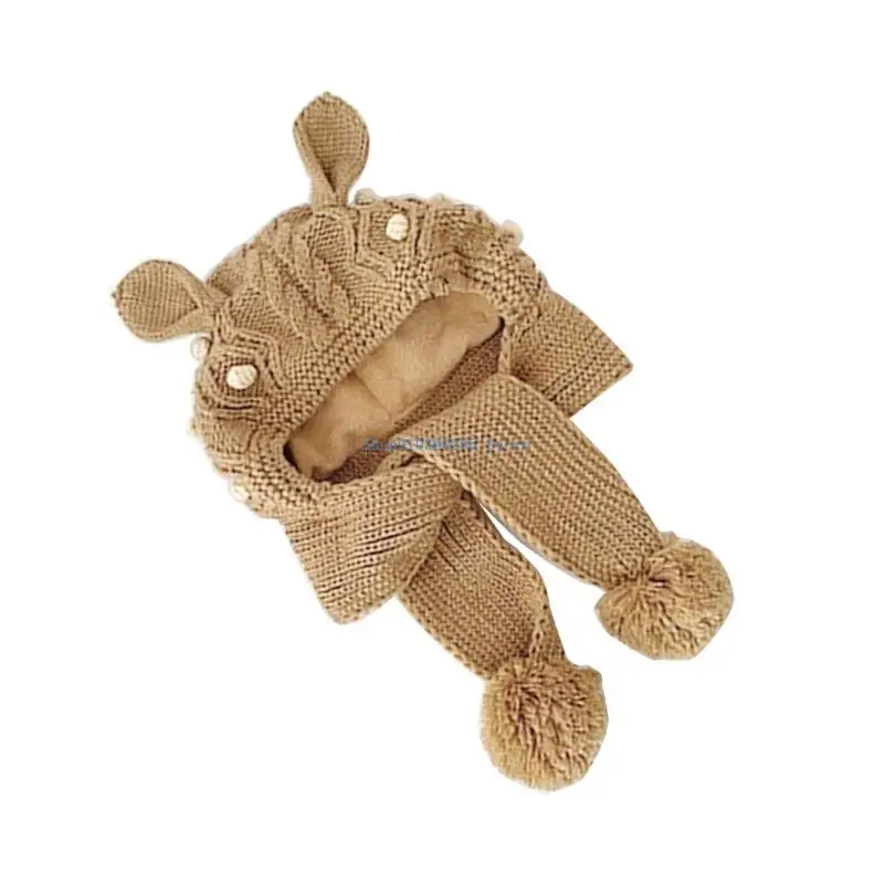 K9FF قبعة شتوية للأطفال وشاح للرقبة قطعة واحدة قبعة صغيرة للأطفال لحماية الأذن #5