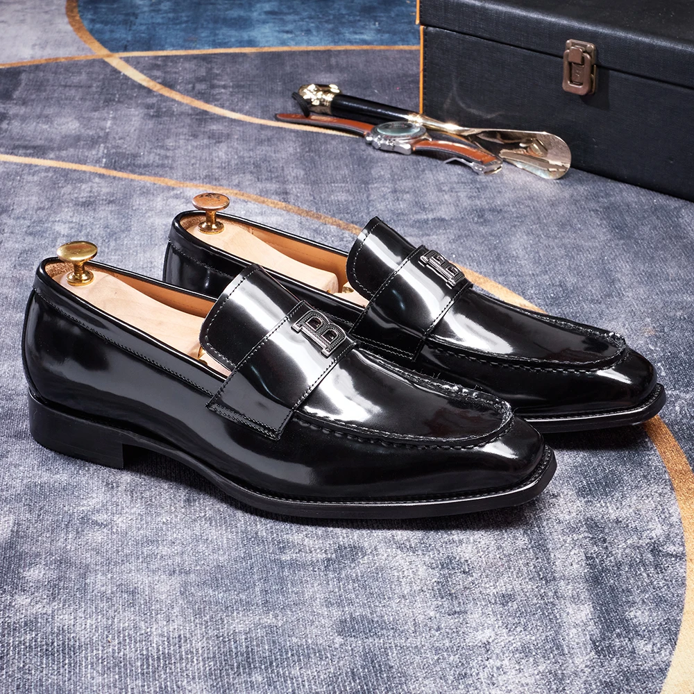 Hanmce 2026 Luxury Loafers Summer Men Genuine Leather Slip-On Shoes Men Dress Shoes