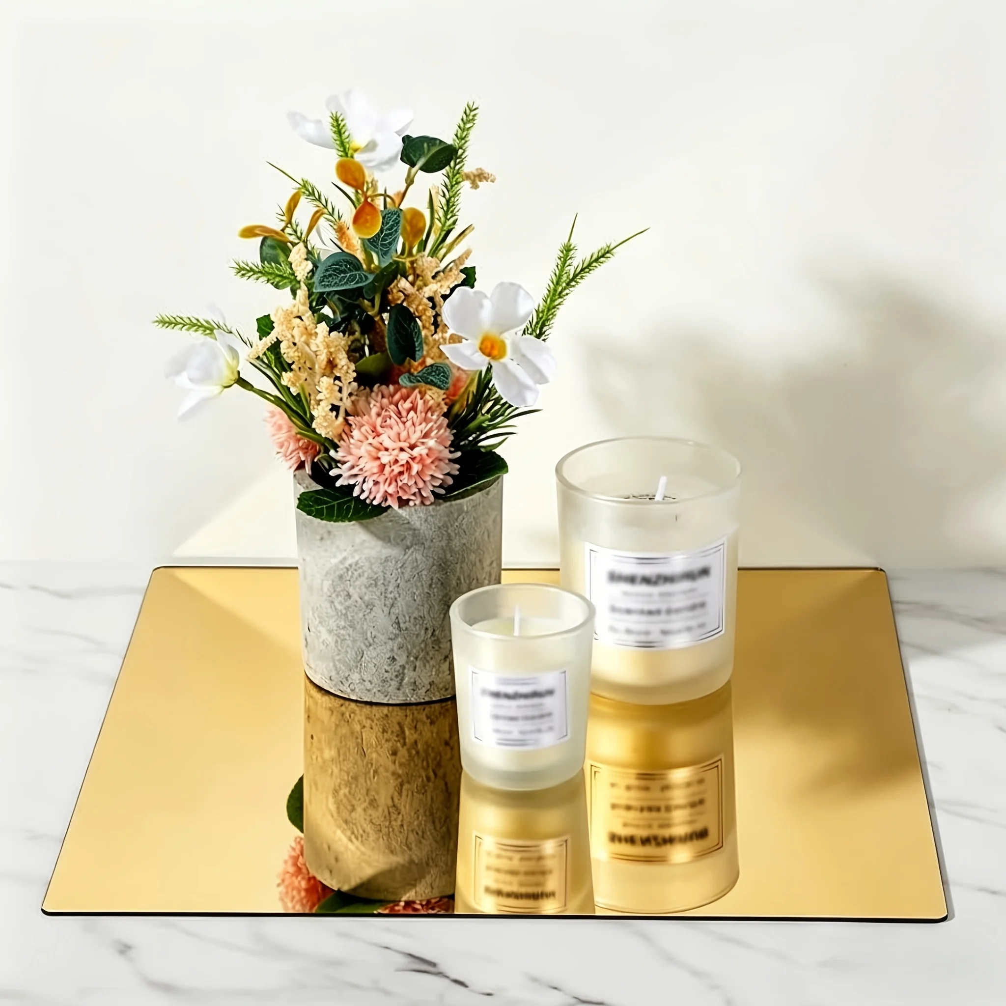 25x30cm Simple Multi Scene Decor Tray Acrylic Mirror Display For Vanity Makeup Bathroom Full Length Mirror Household Hotel 2PCS