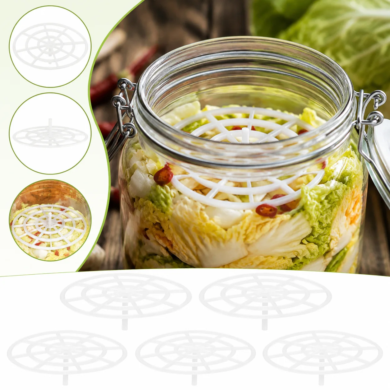 5Pcs Small Fermentation Jar Weight Mesh Canning Weights Vegetables Pickle Press Tool For Pickled Vegetables Fermenting Weights