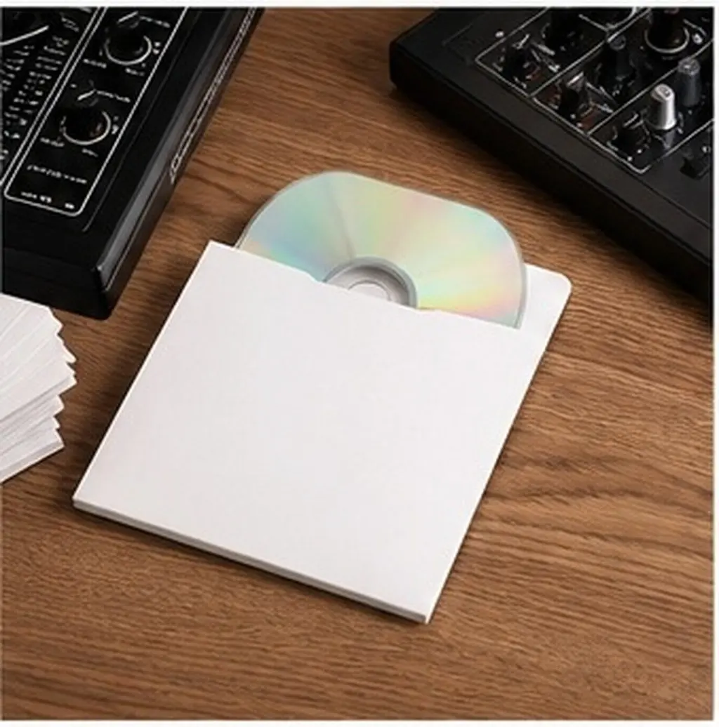 10Pcs White Cd Bags Paper Sleeves Flat Slim Cd Dvd Storage Envelopes Scratch Protection Mailing Lightweight Cases