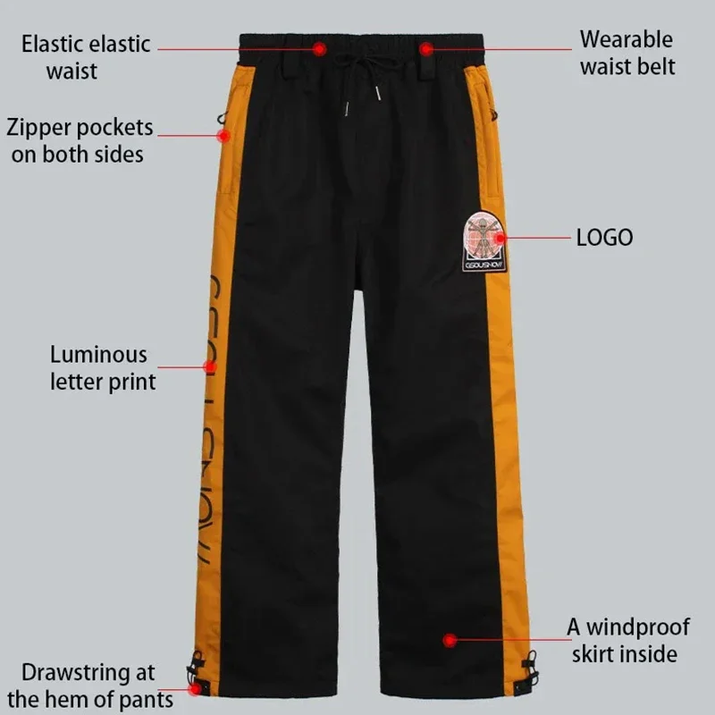 2025 Winter Skiing Pants New Thermal Skiing Trousers Outdoor Sports Waterproof Windproof Snow Pants Man Loose Snowboard Overalls