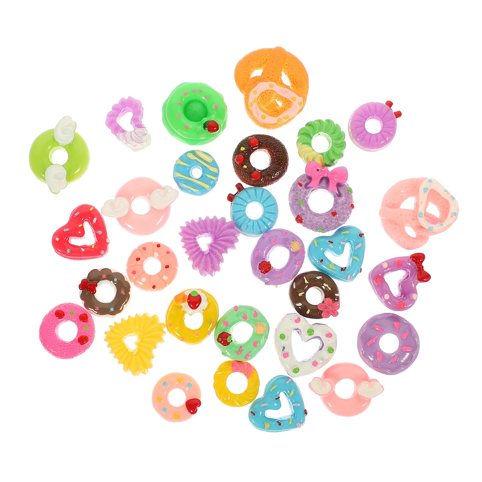 30Pcs Mini Donut Resin Ornaments Simulation Food Accessories DIY Phone Cover Charms Phone Shell Craft Decorations Handmade