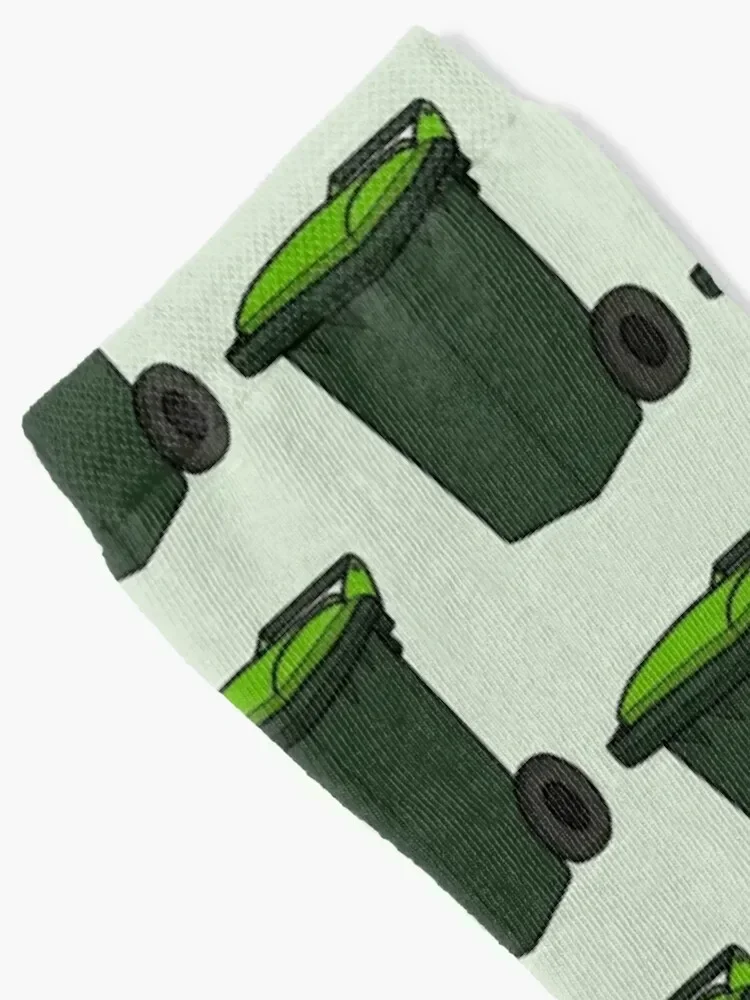 Organic Wheelie Bin- Green Lid Illustration Socks designer brand Run hiphop Stockings compression Men Socks Women's