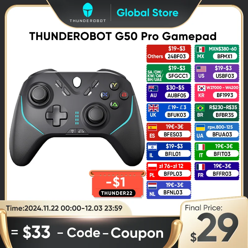 Thunderobot G50 Pro Gamepad For PC Buletooth Wireless Wired Controller Vibration Gamepad Joystick for Nintendo Switch PC STEAM