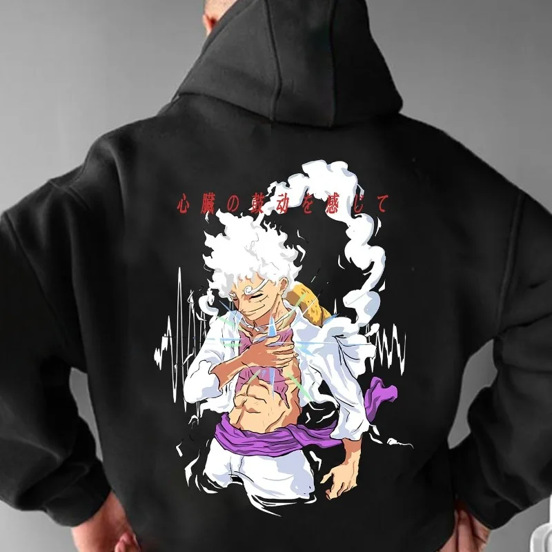 

ONE PIECE White Hair Anime Character Printing Trend Hoodie Men's Fashion Printed Sweater Casual Perfect Matching