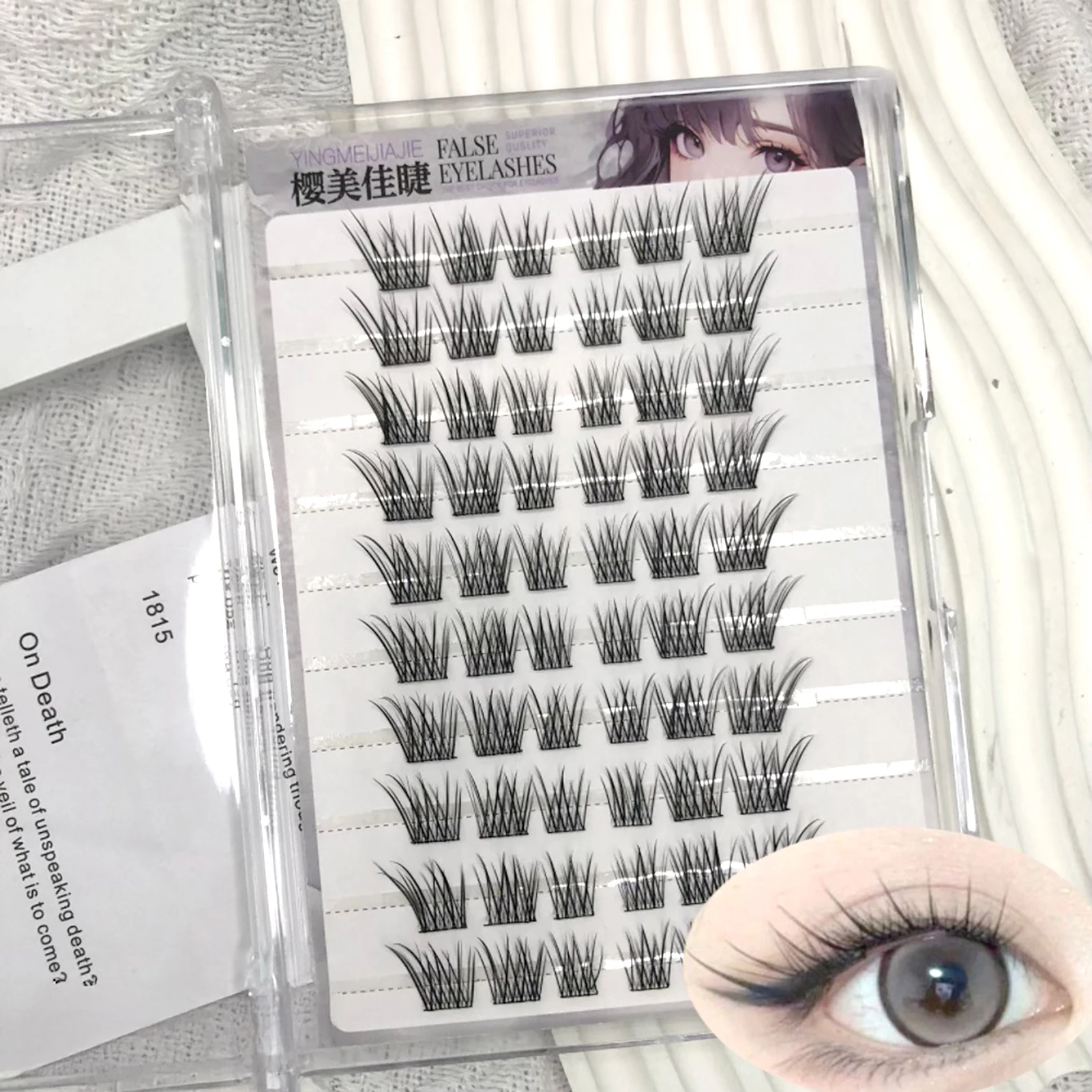 フォックスアイつけまつげ、接着剤不要、クラスター、カール、ウィング、ナチュラルルック、女性用、女の子用、パーティー、デイリーラッシュ